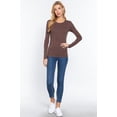 thumbnail image 1 of Simply Fashion Active Basic CrewNeck LongSleeve Slim Fit Cotton Tshirts,dark brown,small, 1 of 4