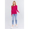 thumbnail image 1 of Simply Fashion Active Basic CrewNeck LongSleeve Slim Fit Cotton Tshirts,hpink,small, 1 of 4