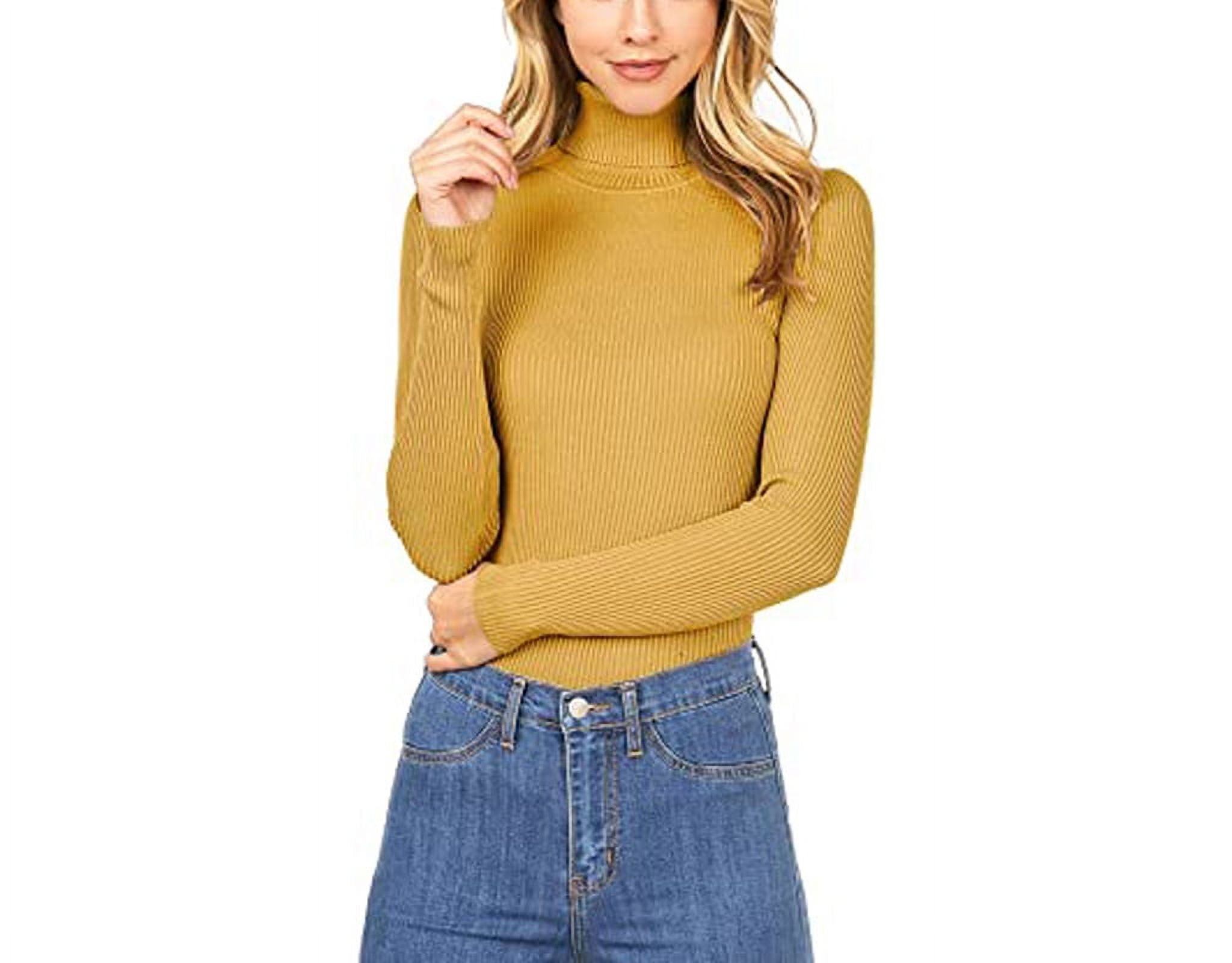 Simply Fashion Ambiance Women s Ribbed Long Sleeve Turtleneck Top Mustard medium Walmart Business Supplies