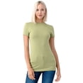 thumbnail image 1 of Simply Fashion Basic Crewneck Short Sleeve T-Shirts - Stretch Cotton Spandex,Sage,Medium, 1 of 4
