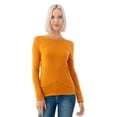 thumbnail image 1 of Simply Fashion Basic Round Crew Neck Long Sleeve T-Shirts - Stretch Cotton Spandex D.Mustard-Large, 1 of 4
