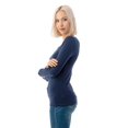 thumbnail image 1 of Simply Fashion Basic V Neck Long Sleeve T-Shirts - Stretch Cotton SpandexNAVY,SMALL, 1 of 5