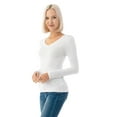 thumbnail image 1 of Simply Fashion Basic V Neck Long Sleeve T-Shirts - Stretch Cotton SpandexWHITE,MEDIUM, 1 of 5