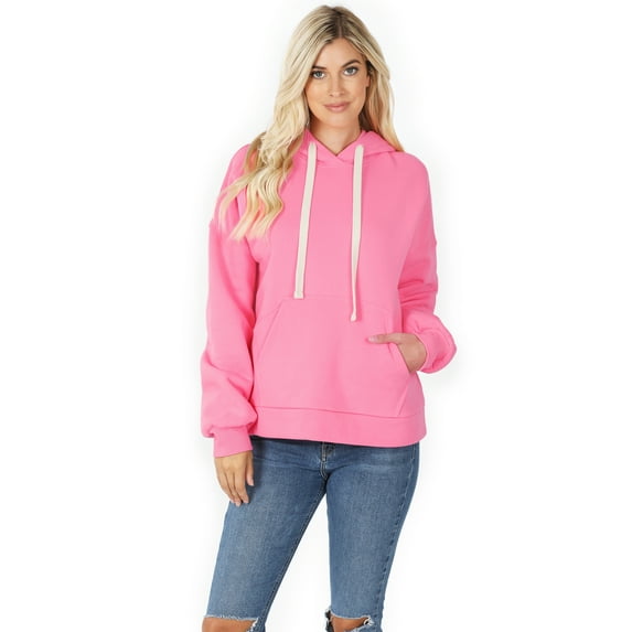 Simply Fashion Hoodie Kangaroo Pocket SweatShirts,NEON PINK,MEDIUM