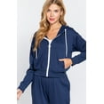thumbnail image 1 of Simply Fashion Inner Brusedd Fleeced French Terry Hoodie,NAVY,LARGE, 1 of 4