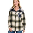 thumbnail image 1 of Simply Fashion OVERSIZED-YARN DYED Plaid LongLine Shacket OLIVE-NAVY,LARGE, 1 of 3