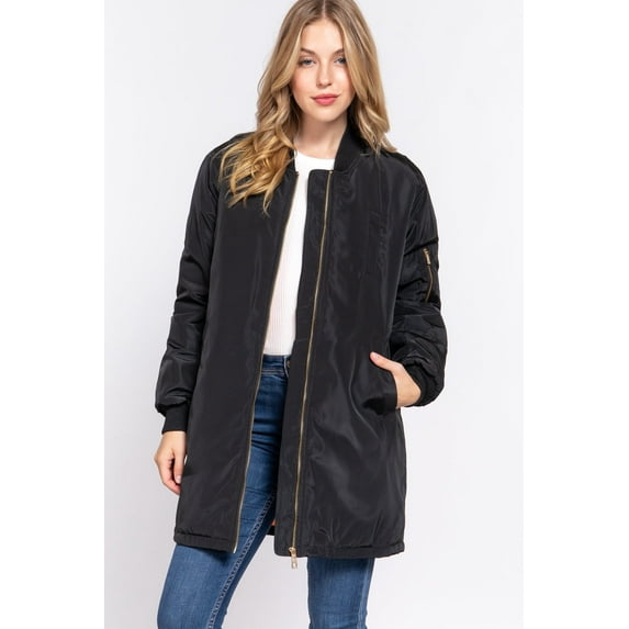 Simply Fashion Women's Bomber Jacket - Stylish Outerwear for All Seasons black(L),large
