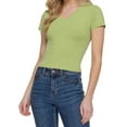 thumbnail image 1 of Simply Fashion Women’s Short Sleeve V- Neck Cotton Spandex Crop Top,Grape,Medium, 1 of 4