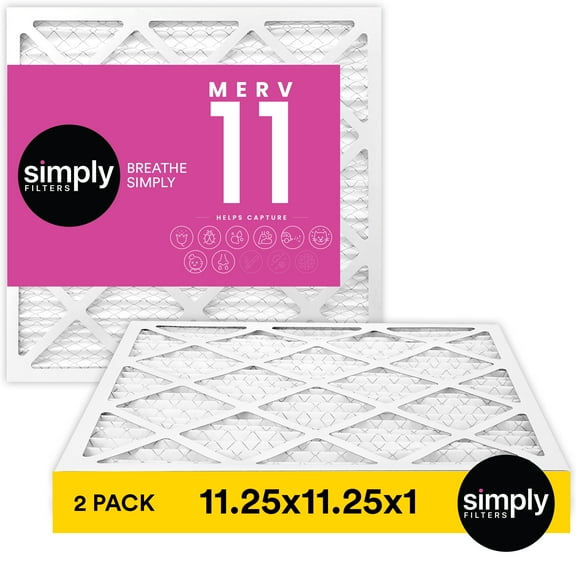 Simply Filters 11.25x11.25x1 MERV 11, MPR 1000, AC Furnace HVAC Air Filter (2 Pack)