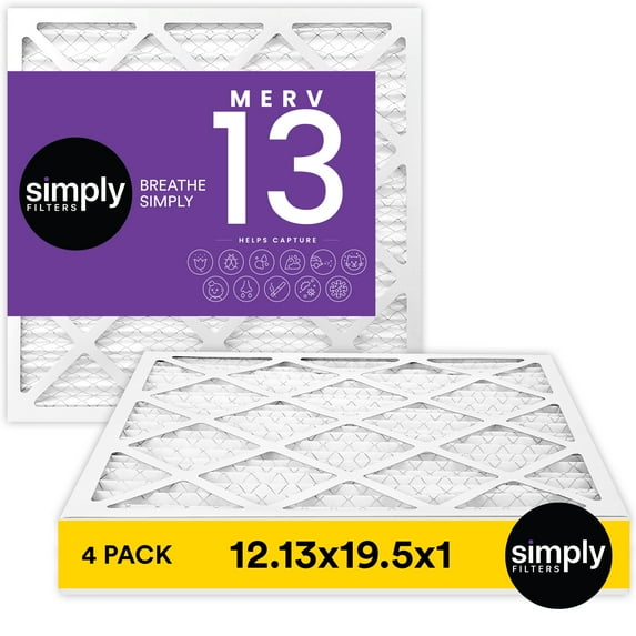 Simply Filters 12.13x19.5x1 MERV 13, MPR 1500, AC Furnace HVAC Air Filter (4 Pack)