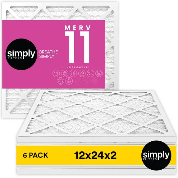 Simply Filters 12x24x2 MERV 11, MPR 1000, AC Furnace HVAC Air Filter (6 Pack)
