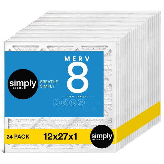 Simply Filters 12x27x1 MERV 8, MPR 600, AC Furnace HVAC Air Filter (24 Pack)