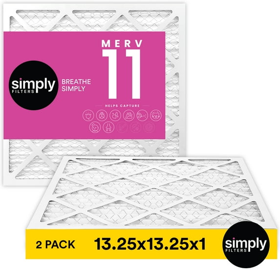 Simply Filters 13.25x13.25x1 MERV 11, MPR 1000, AC Furnace HVAC Air Filter (2 Pack)