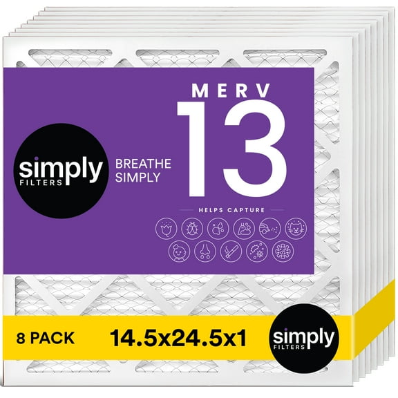 Simply Filters 14.5x24.5x1 MERV 13, MPR 1500, AC Furnace HVAC Air Filter (8 Pack)
