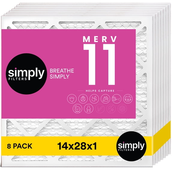 Simply Filters 14x28x1 MERV 11, MPR 1000, AC Furnace HVAC Air Filter (8 Pack)