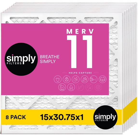 Simply Filters 15x30.75x1 MERV 11, MPR 1000, AC Furnace HVAC Air Filter (8 Pack)