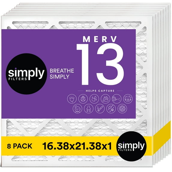 Simply Filters 16.38x21.38x1 MERV 13, MPR 1500, AC Furnace HVAC Air Filter (8 Pack)