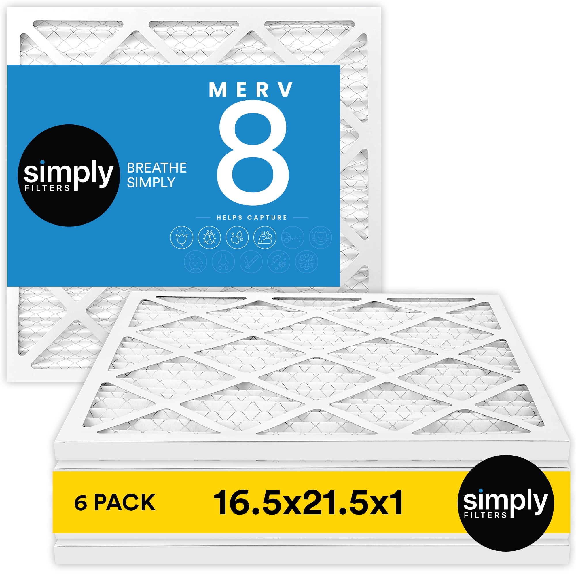Simply Filters 16x25x1 MERV 8 AC Furnace Air Filter 6 Pack