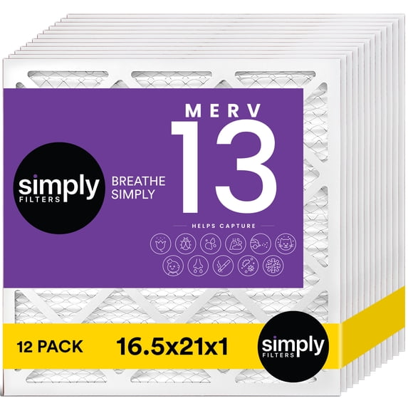 Simply Filters 16.5x21x1 MERV 13, MPR 1500, AC Furnace HVAC Air Filter (12 Pack)