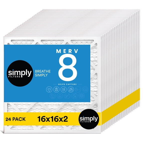 Simply Filters 16x16x2 MERV 8, MPR 600, AC Furnace HVAC Air Filter (24 Pack)