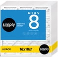thumbnail image 1 of Simply Filters 16x18x1 MERV 8, MPR 600, AC Furnace HVAC Air Filter (8 Pack), 1 of 8