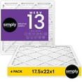 thumbnail image 1 of Simply Filters 17.5X22x1 MERV 13, MPR 1500, AC Furnace HVAC Air Filter (4 Pack), 1 of 8