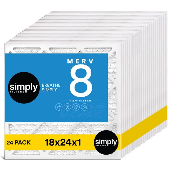 Simply Filters 18x24x1 MERV 8, MPR 600, AC Furnace HVAC Air Filter (24 Pack)