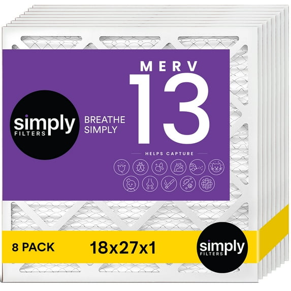 Simply Filters 18x27x1 MERV 13, MPR 1500, AC Furnace HVAC Air Filter (8 Pack)