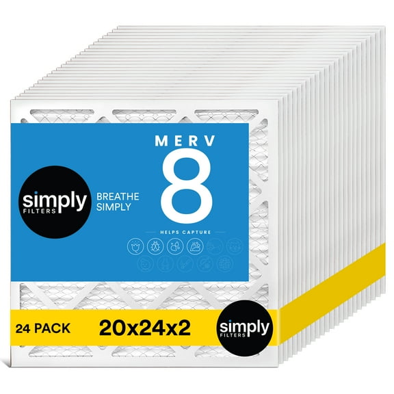 Simply Filters 20x24x2 MERV 8, MPR 600, AC Furnace HVAC Air Filter (24 Pack)