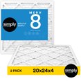 thumbnail image 1 of Simply Filters 20x24x4 MERV 8, MPR 600, AC Furnace HVAC Air Filter (2 Pack), 1 of 8