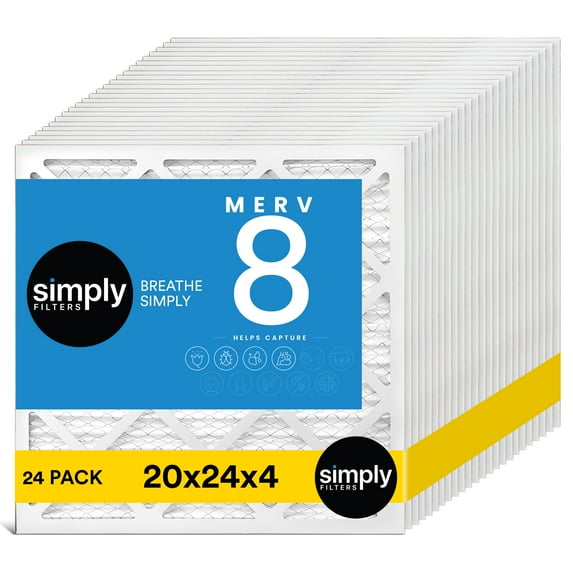 Simply Filters 20x24x4 MERV 8, MPR 600, AC Furnace HVAC Air Filter (24 Pack)