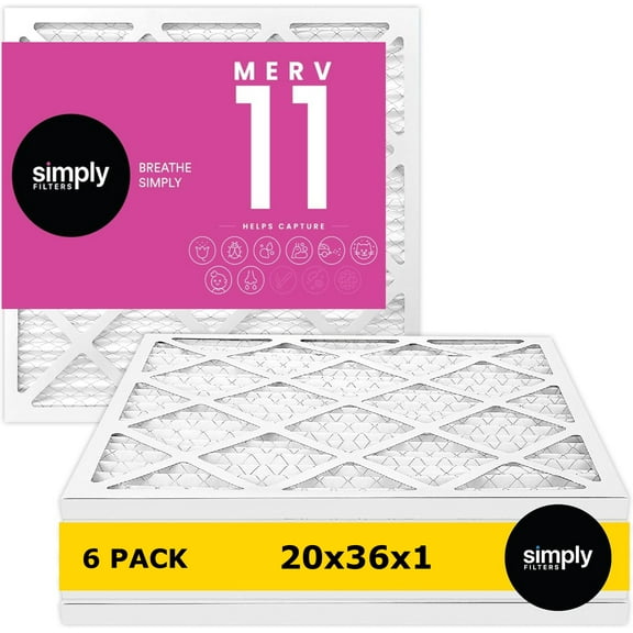 Simply Filters 20x36x1 MERV 11, MPR 1000, AC Furnace HVAC Air Filter (6 Pack)