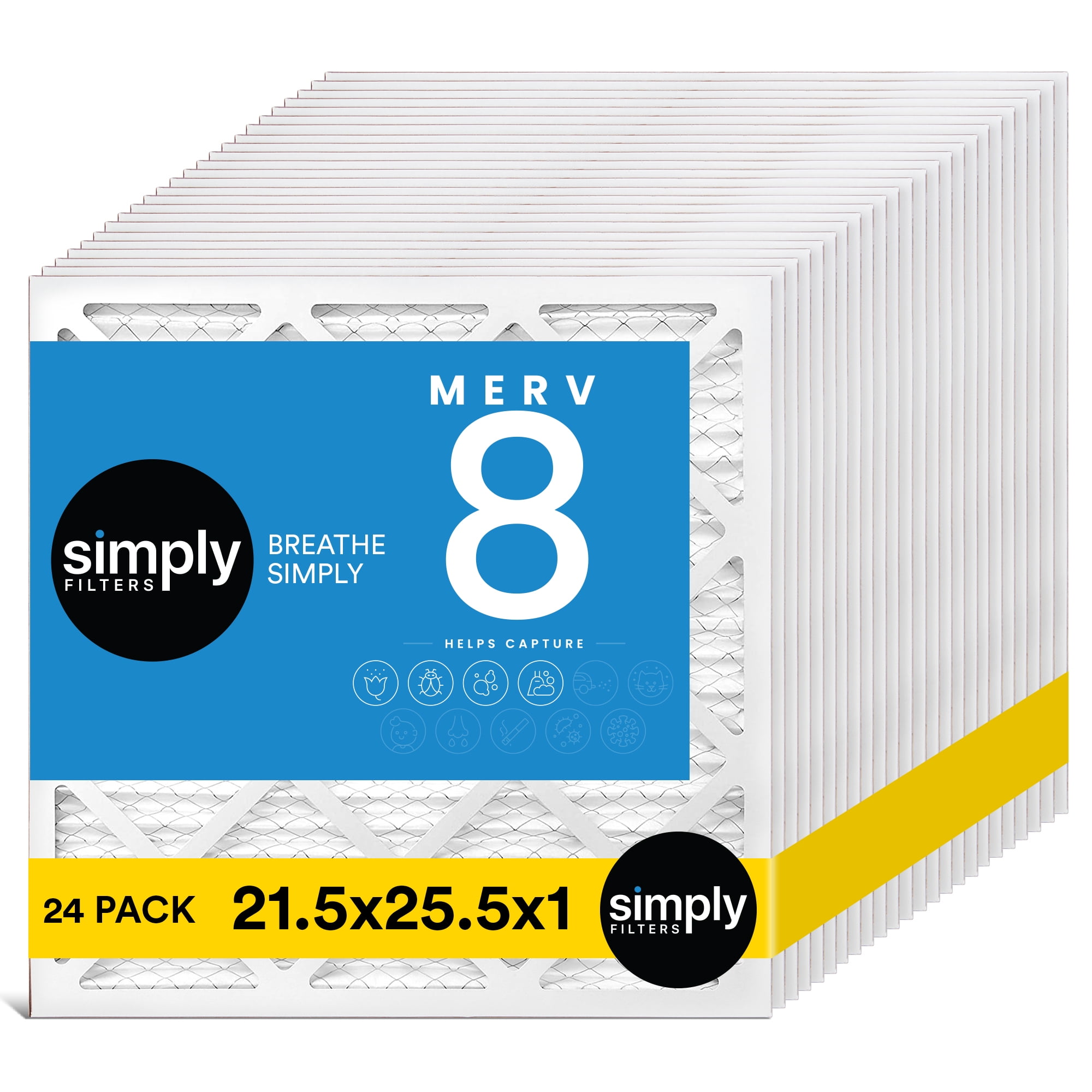 Simply Filters 21.5x25.5x1 MERV 8, MPR 600, AC Furnace HVAC Air Filter ...
