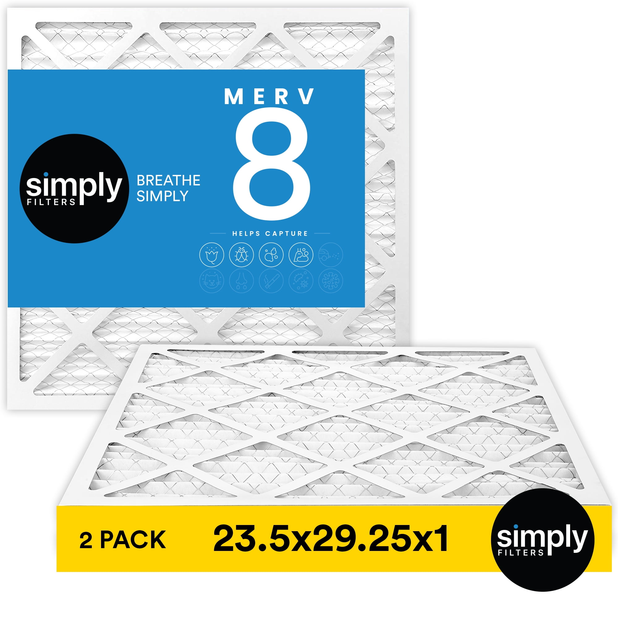 Simply Filters 23.5x29.25x1 MERV 8, MPR 600, AC Furnace HVAC Air Filter (2 Pack)