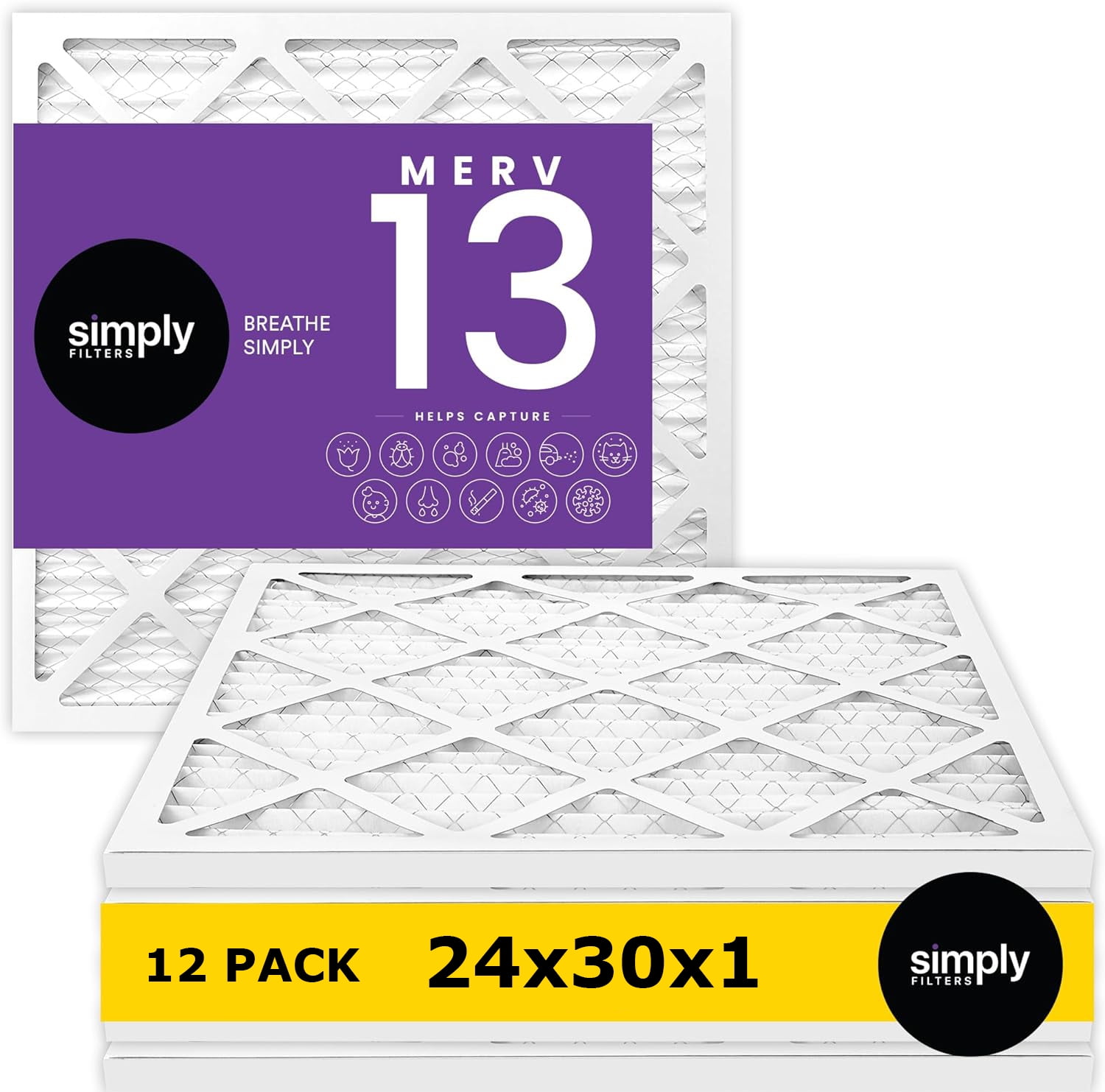 Simply Filters 24x30x1 MERV 13, MPR 1500, AC Furnace HVAC Air Filter