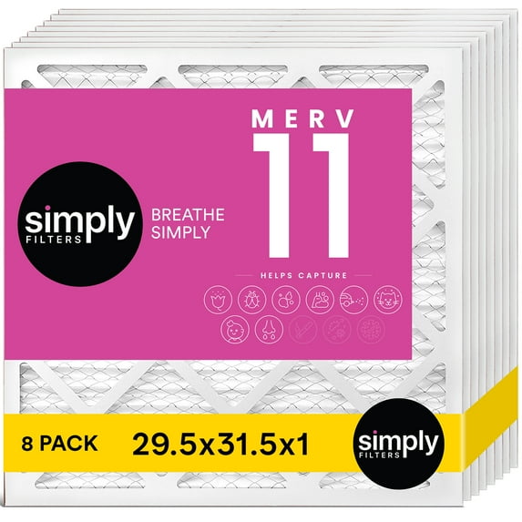 Simply Filters 29.5x31.5x1 MERV 11, MPR 1000, AC Furnace HVAC Air Filter (8 Pack)