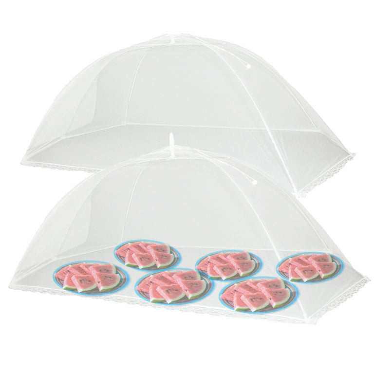 Simply Genius 2pk Pop-up 47x26 Jumbo Outdoor White Mesh Food Tent Covers  for Plates Meals