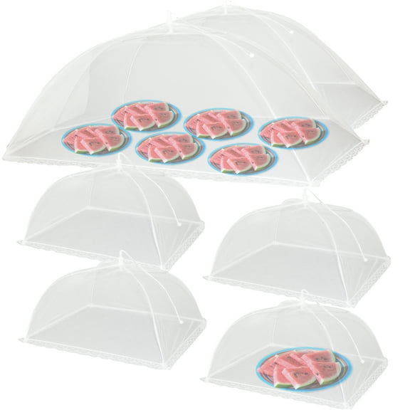 Simply Genius 6pc Pop-Up Large and Jumbo White Outdoor Food Tent Covers, Keep Bugs Out