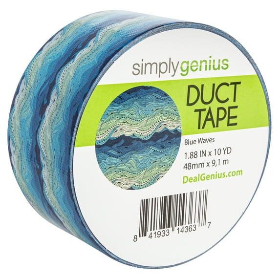 Simply Genius Craft Duct Tape Roll with Colors and Patterns, Blue Waves