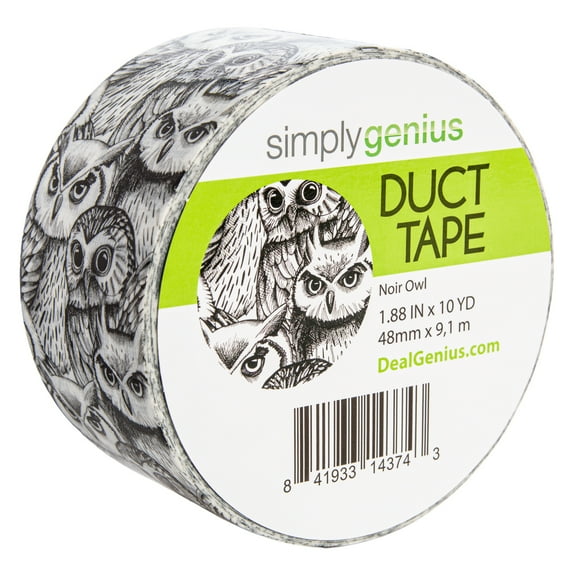 Simply Genius Craft Duct Tape Roll with Colors and Patterns, Noir Owl