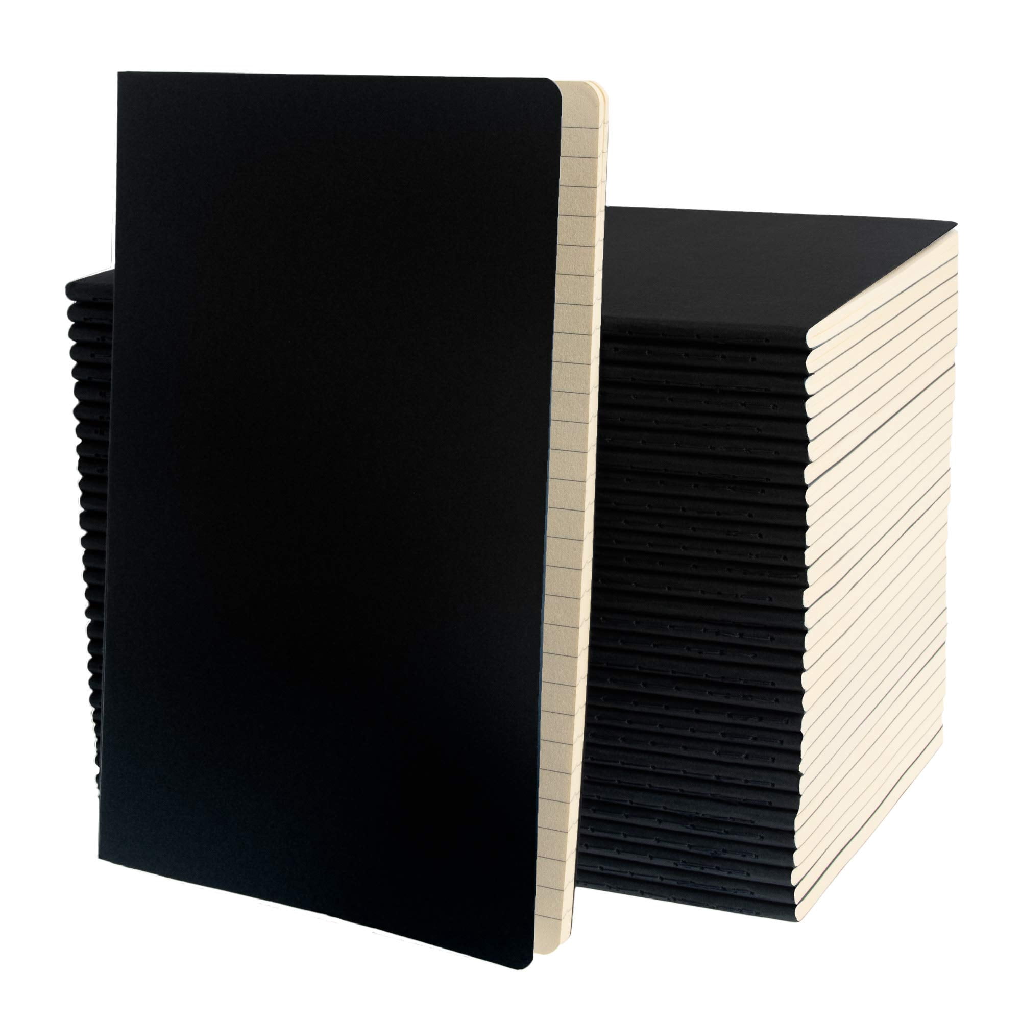 Simply Genius Journaling Notebooks - A5 (5.5 X 8.3in) 30-pack  Black Softcover 92 College Ruled Pages Writing Journal For Work Study & Professional Use