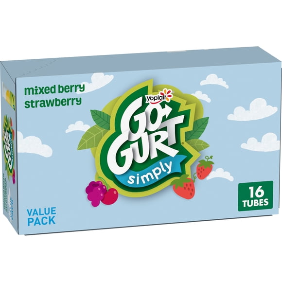 Simply Go-GURT Kids Low Fat Yogurt Variety Pack, Gluten Free, 2 oz Yogurt Tubes (16 Count)