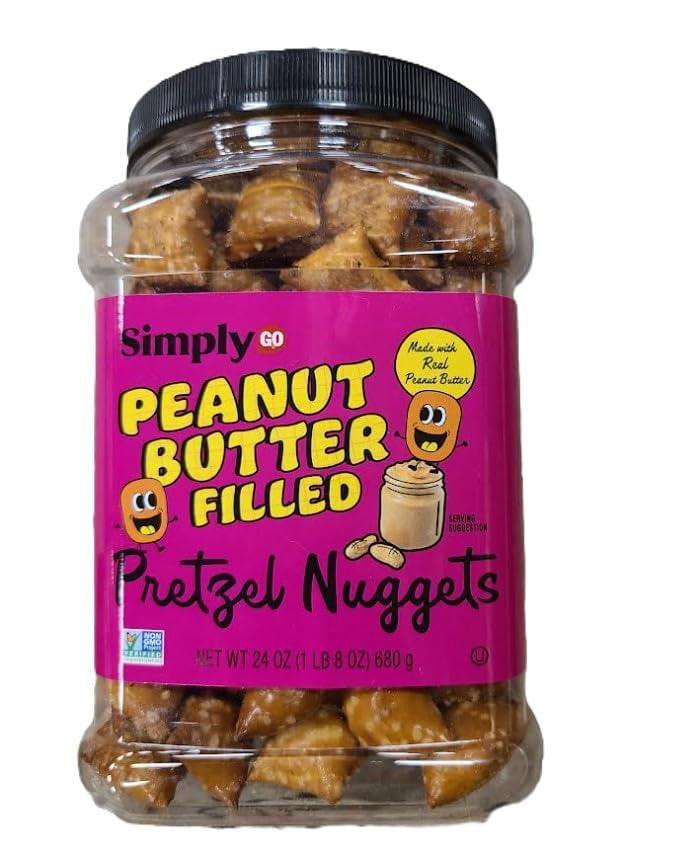 Simply Go Peanut FEV6Butter Filled Pretzel Nuggets, 24 Ounces (Pack of 2).