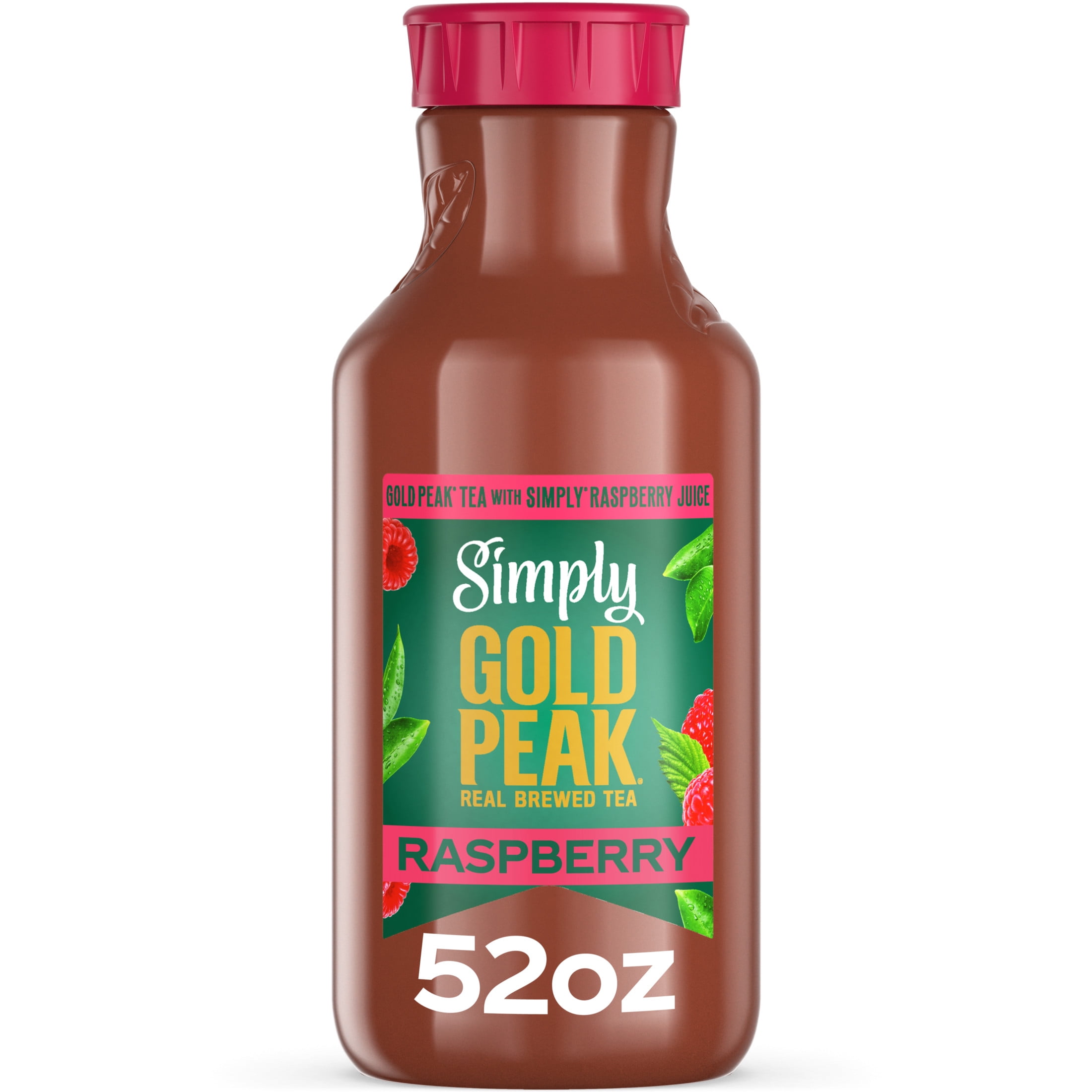 Simply Gold Peak Raspberry Iced Tea, Flavored Tea, 52 fl oz Bottle