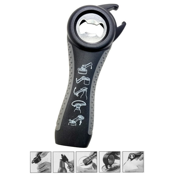 Simply Good 5-In-1 Bottle and Can Opener (Black/Gray)