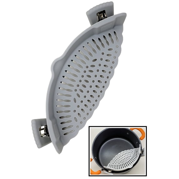 Simply Good Universal Fit Clip-On Silicone Food Strainer - Attaches to Pots, Pans or Bowls