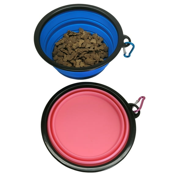 Simply Good XL Travel Dog Dish - Fold Flat For Storage or Pop Open For Use - PINK