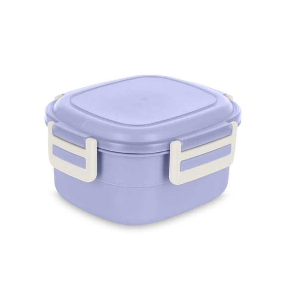 Simply Green Bento Box with Insert, Ice Pack, 4 Sections & Utensils 44 oz, BPA-Free, Eco-Friendly, Leakproof, Portable Lunch Container, Lavender