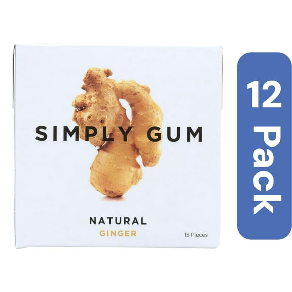 Simply Gum Ginger Natural 15 Pieces (Pack Of 12)