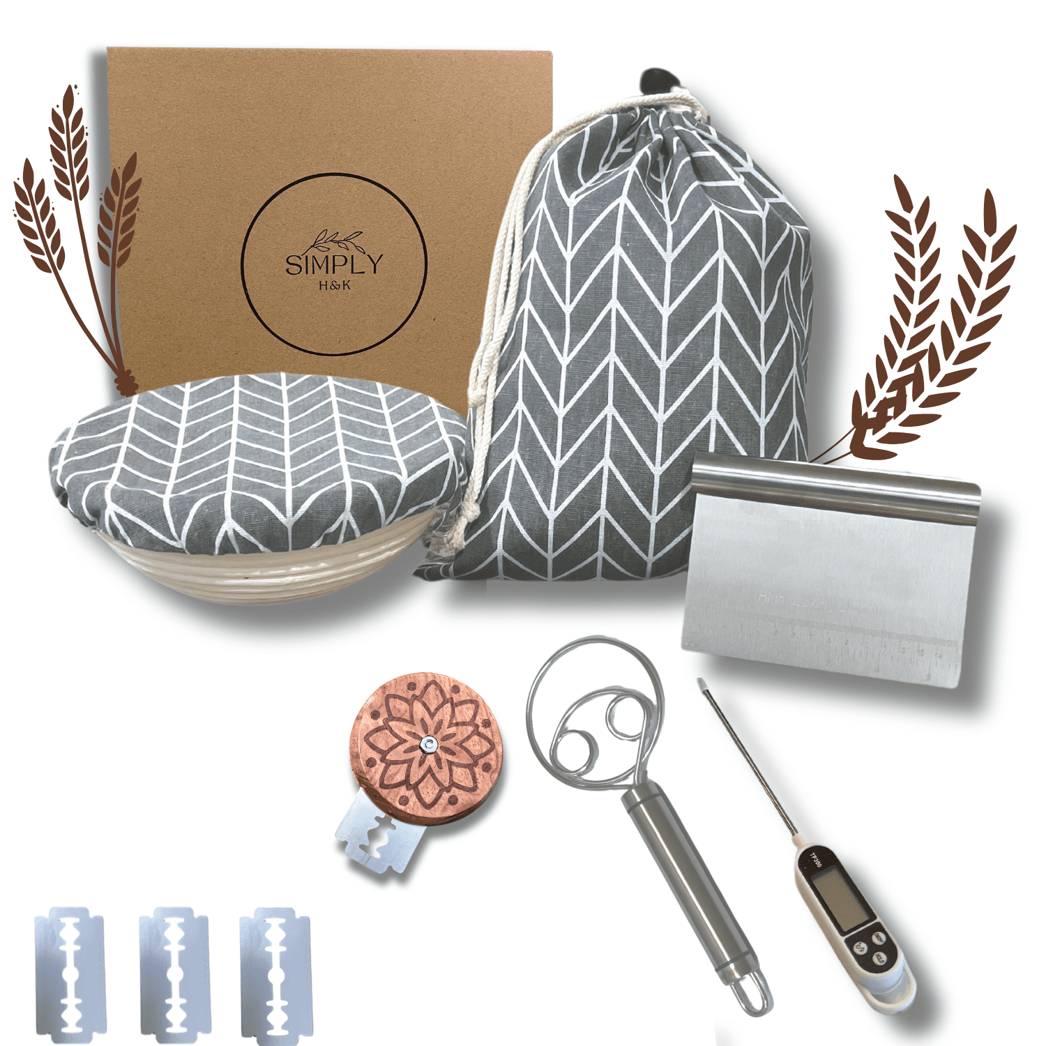 Simply H&K - All-in-One Sourdough Bread Kit with Thermometer & Bread Bag - Sour Dough Kit - Sourdough Bread Proofing Basket - Sourdough Bread Making Kit - Sourdough Bread Baking Supplies - Walmart.com
